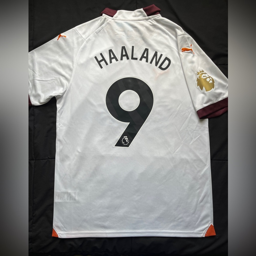 Haaland #9 Man City medium jersey away white Manchester
